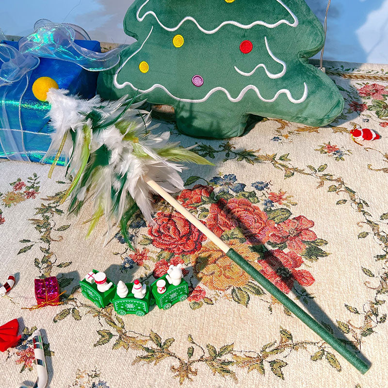 Christmas Feather Teaser Wand for Cats