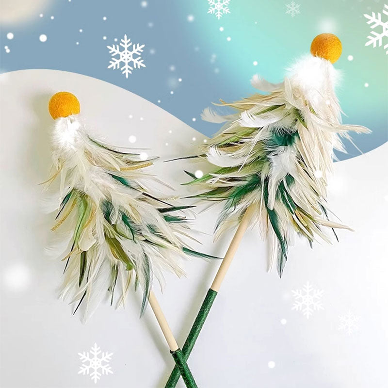 Christmas Feather Teaser Wand for Cats