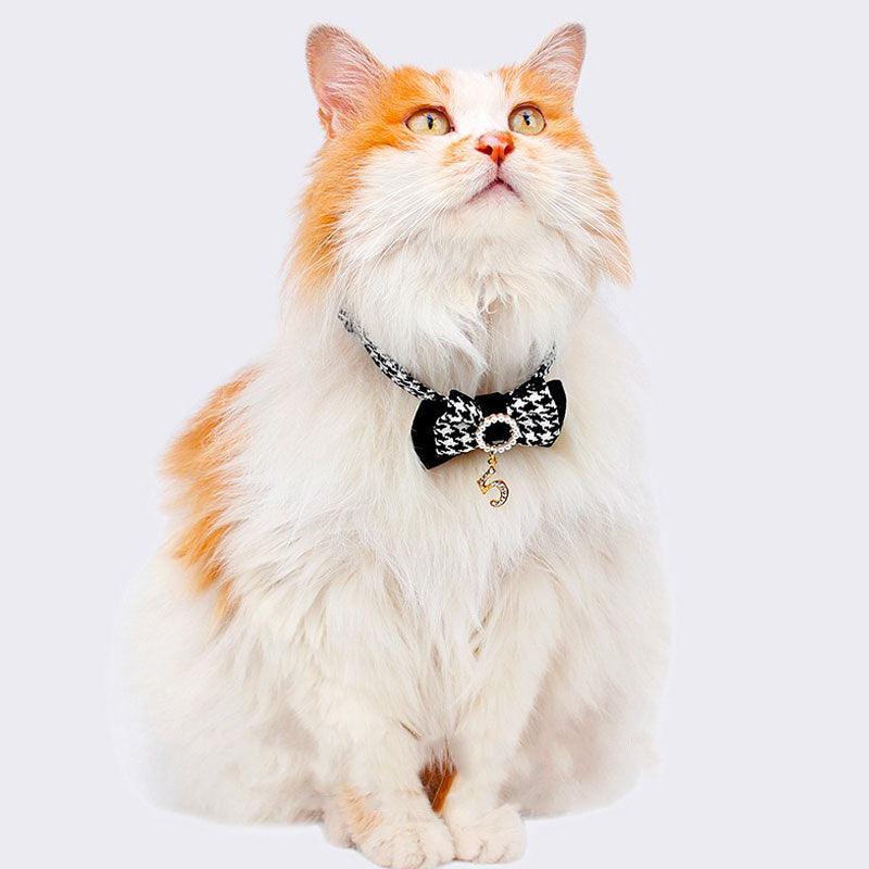 Classic Bow Cat Collar Black and White