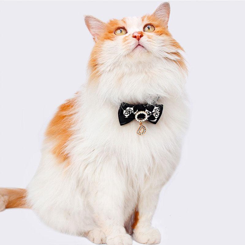 Classic Bow Cat Collar Black and White