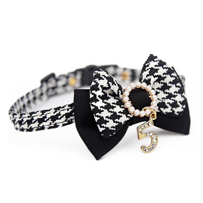Classic Bow Cat Collar Black and White
