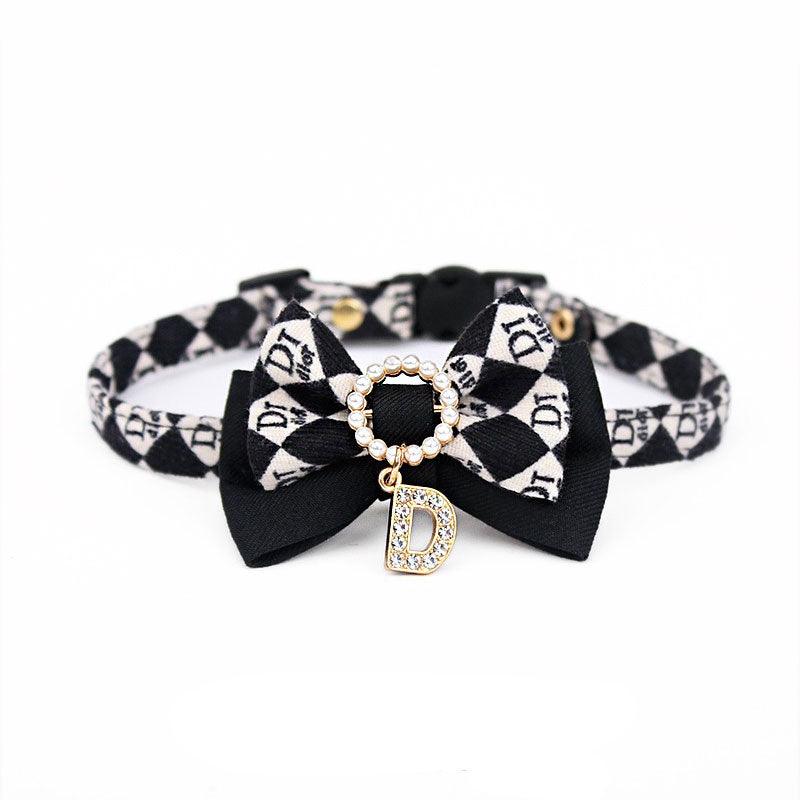 Classic Bow Cat Collar Black and White