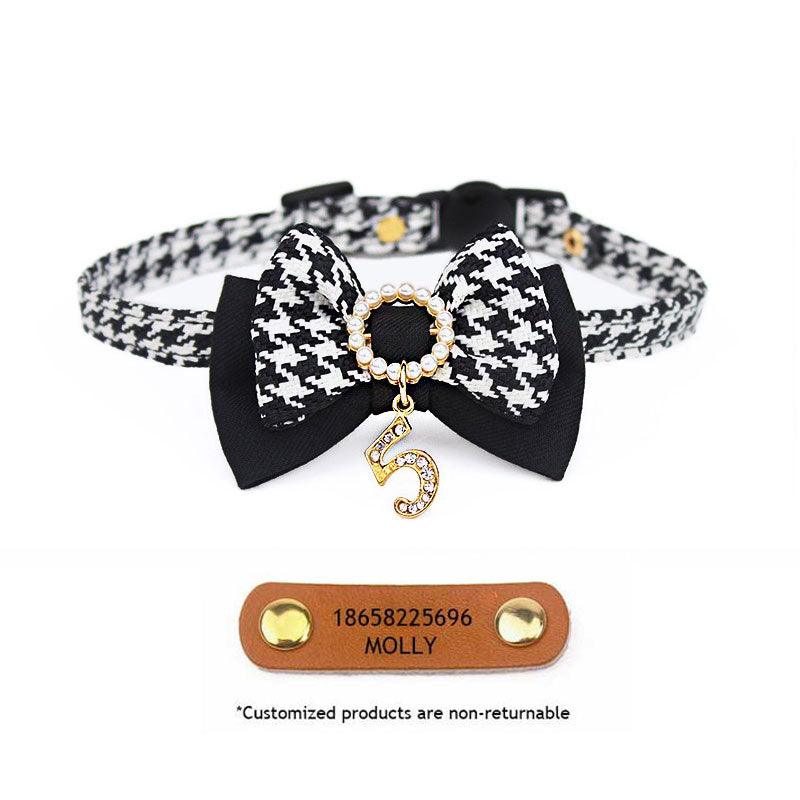 Classic Bow Cat Collar Black and White
