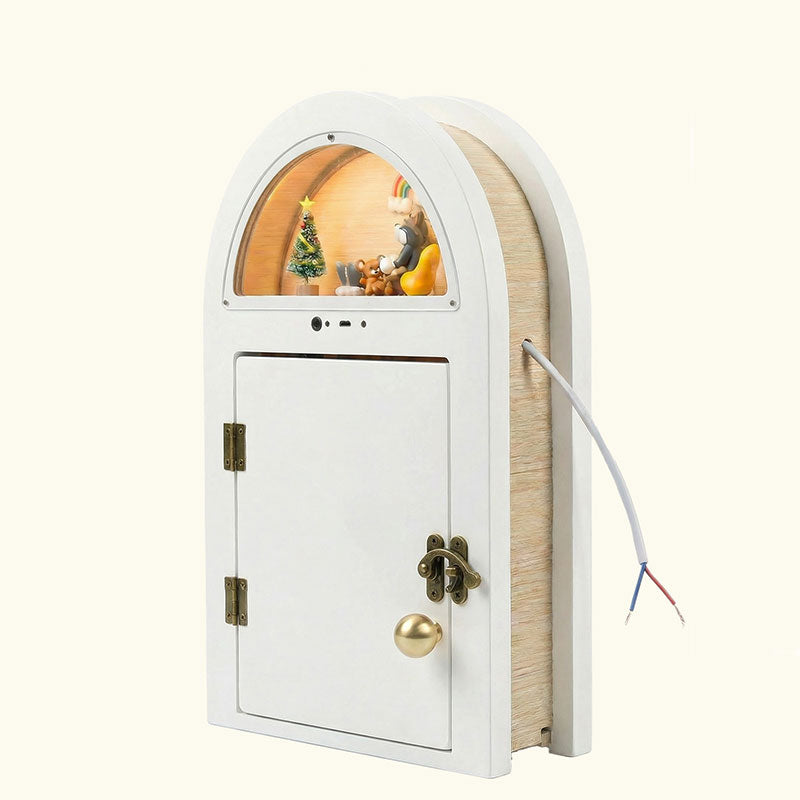 Creative Custom Wooden Cat Door with Light