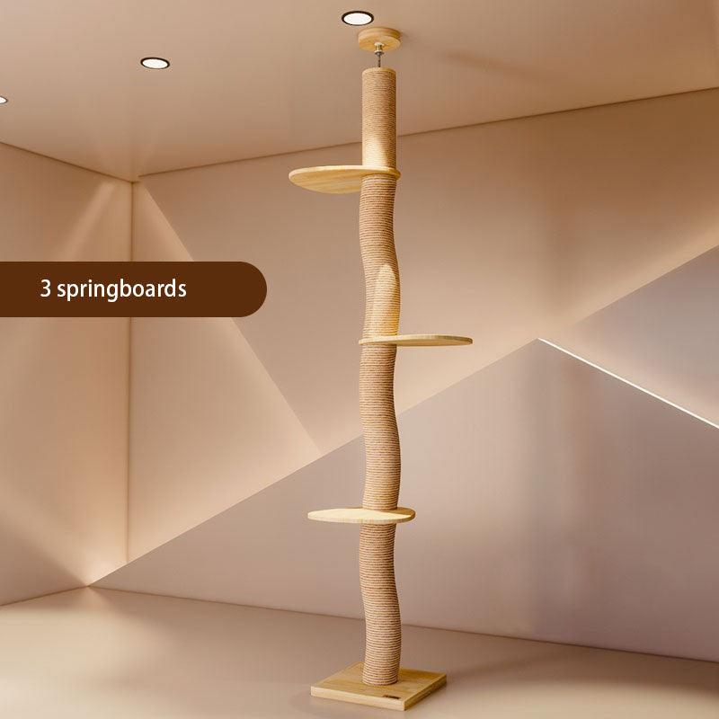 Curved Wood Floor to Ceiling Cat Climbing Tree