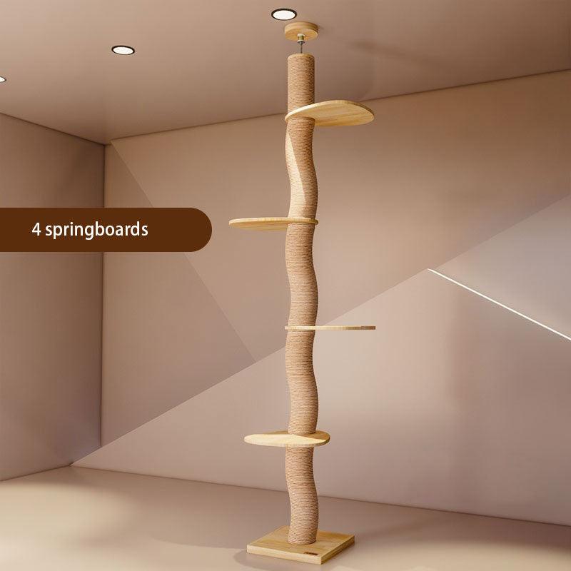 Curved Wood Floor to Ceiling Cat Climbing Tree