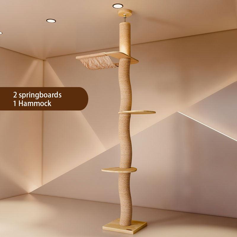 Curved Wood Floor to Ceiling Cat Climbing Tree