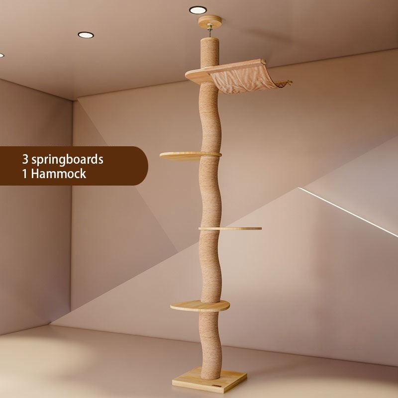 Curved Wood Floor to Ceiling Cat Climbing Tree