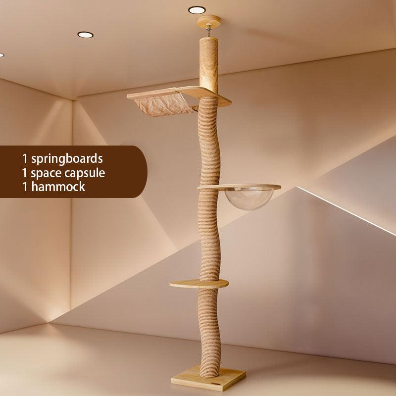Curved Wood Floor to Ceiling Cat Climbing Tree