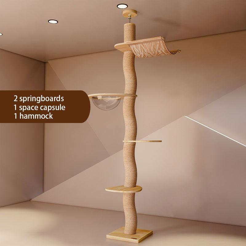Curved Wood Floor to Ceiling Cat Climbing Tree