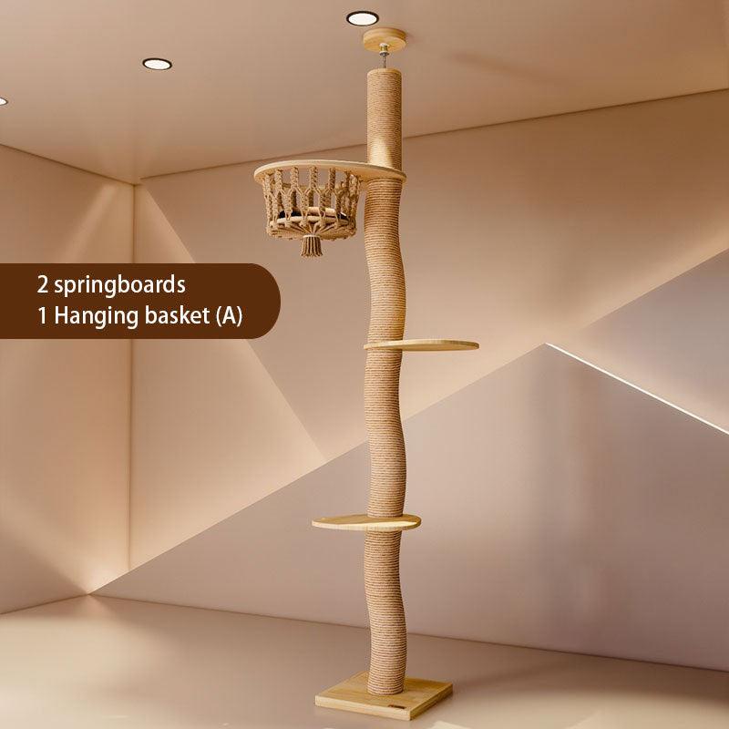 Curved Wood Floor to Ceiling Cat Climbing Tree