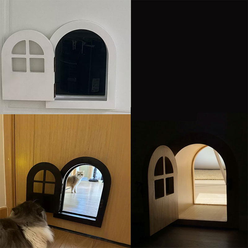 Customized Solid Wood Cat Door with Window