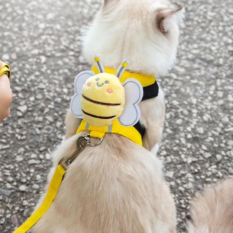 Cute Bee Cat Leash Harness Escape Proof