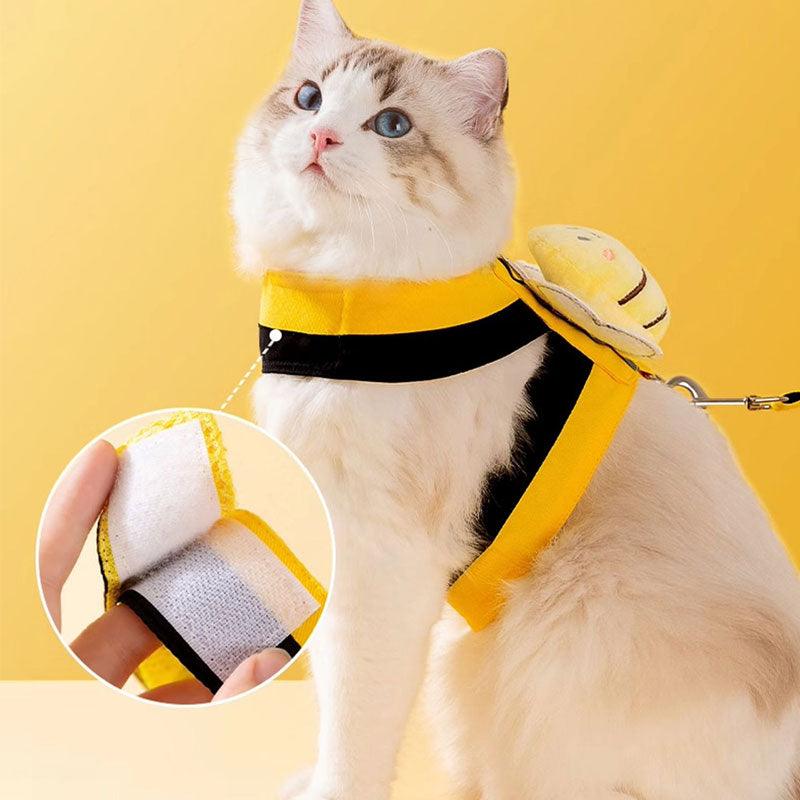 Cute Bee Cat Leash Harness Escape Proof