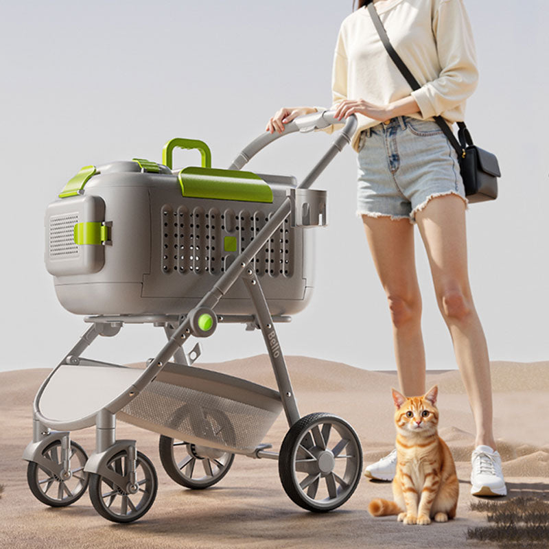 D8 Foldable Box Cat Carrier Stroller with Wheels