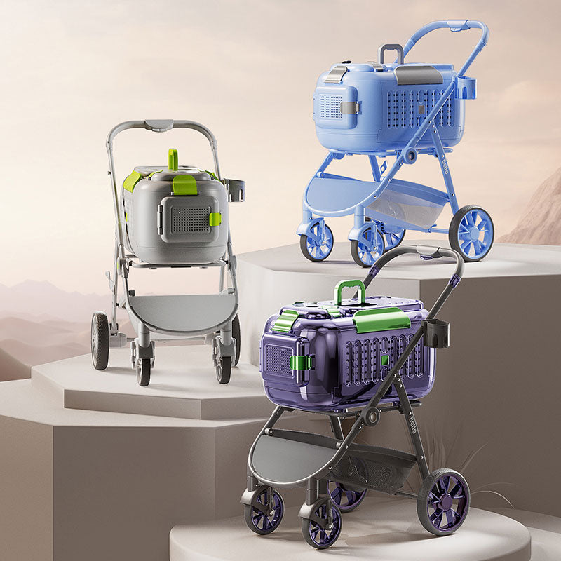 D8 Foldable Box Cat Carrier Stroller with Wheels