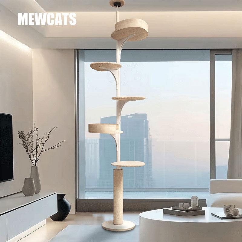 Deluxe Floor to Ceiling Cat Climbing Tree White