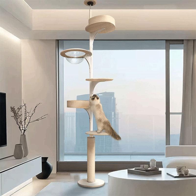 Deluxe Floor to Ceiling Cat Climbing Tree White