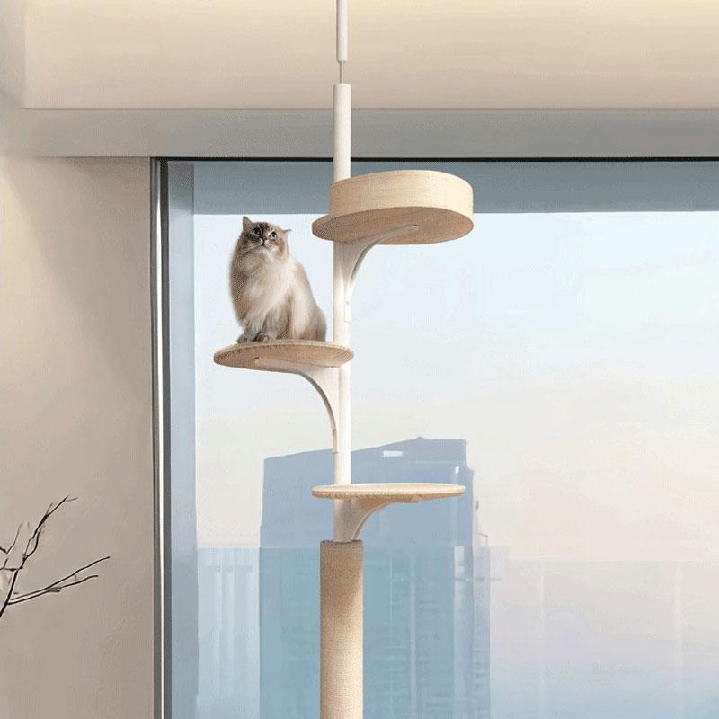 Deluxe Floor to Ceiling Cat Climbing Tree White