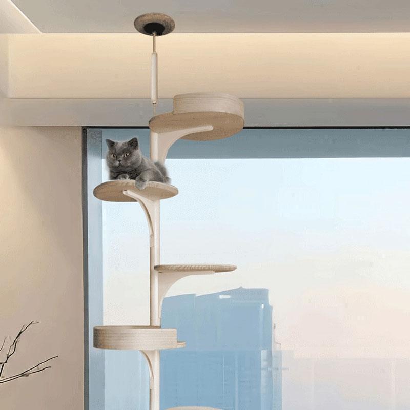 Deluxe Floor to Ceiling Cat Climbing Tree White