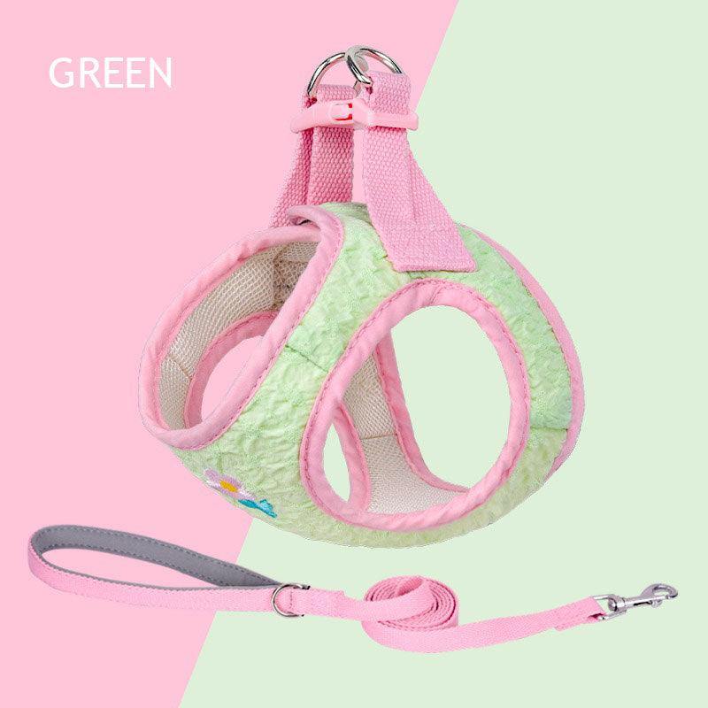 Embroidered Floral Cat Leash Harness Lead