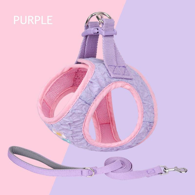 Embroidered Floral Cat Leash Harness Lead