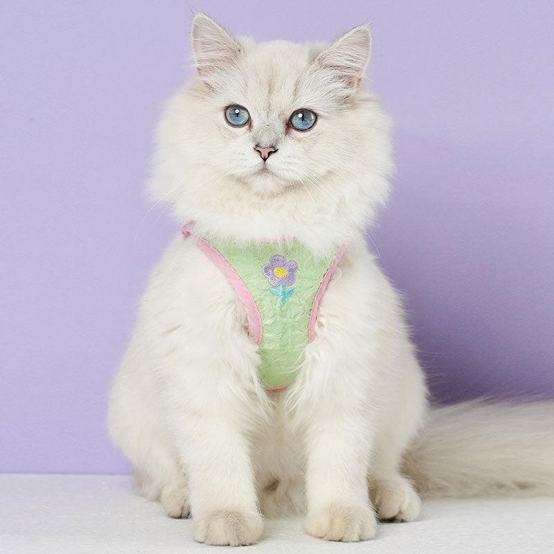 Embroidered Floral Cat Leash Harness Lead