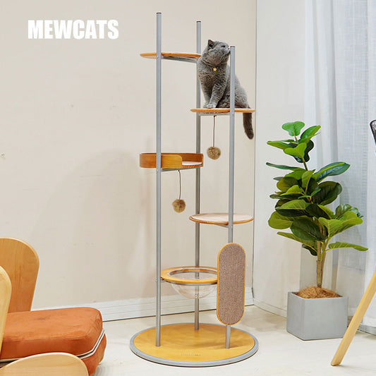 Flying Saucer Steel Art Cat Climbing Tree
