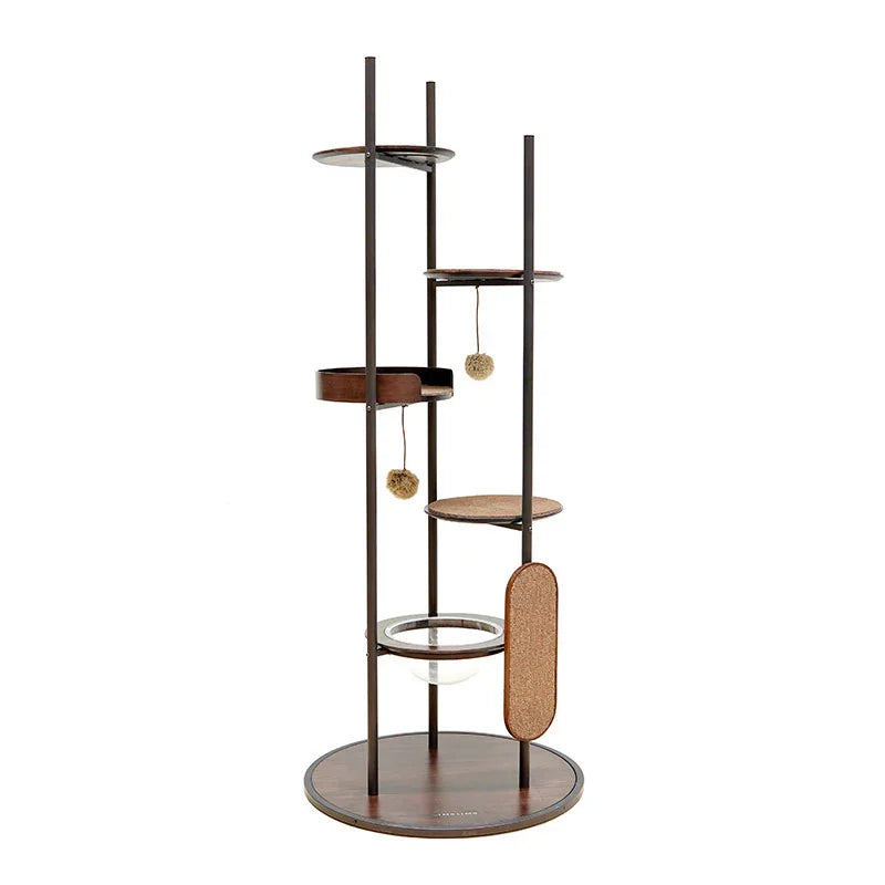 Flying Saucer Steel Art Cat Climbing Tree