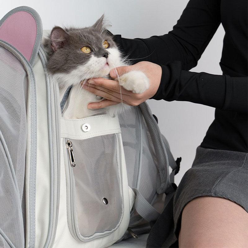 Front Rear Expandable Cat Carrier Backpack Tent