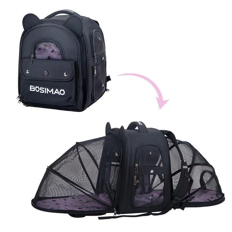 Front Rear Expandable Cat Carrier Backpack Tent