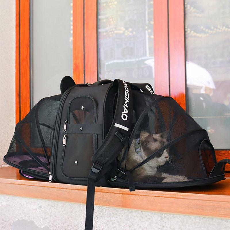 Front Rear Expandable Cat Carrier Backpack Tent