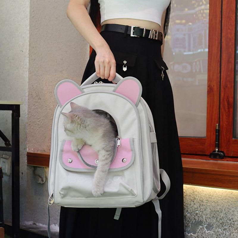 Front Rear Expandable Cat Carrier Backpack Tent