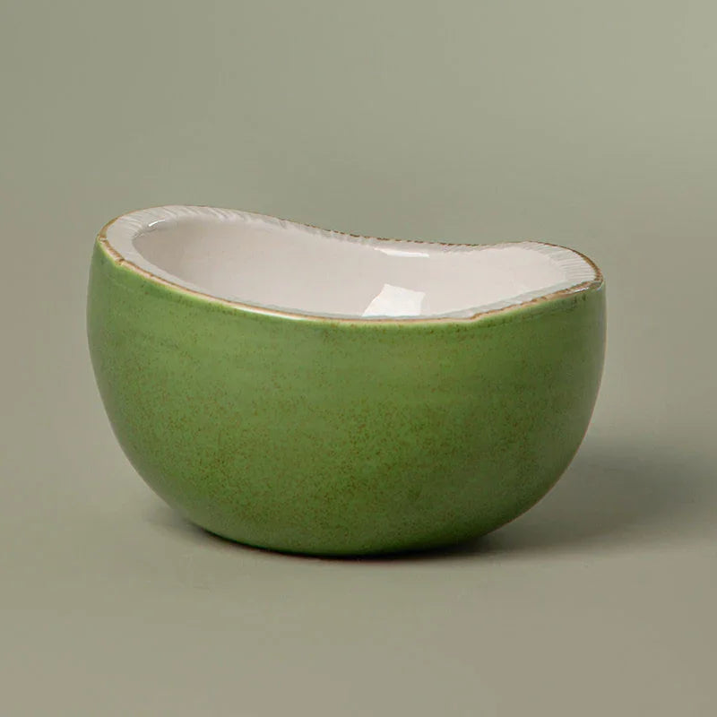 Half Coconut Ceramic Cat Food Bowl