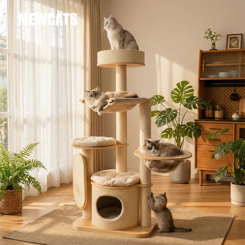 Large Solid Wood Cat Climbing Tree Tower – MEWCATS