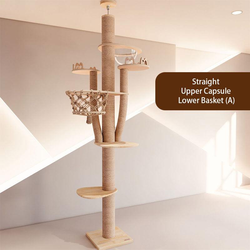 Solid Wood Multi-Layer Floor to Ceiling Cat Climbing Tree