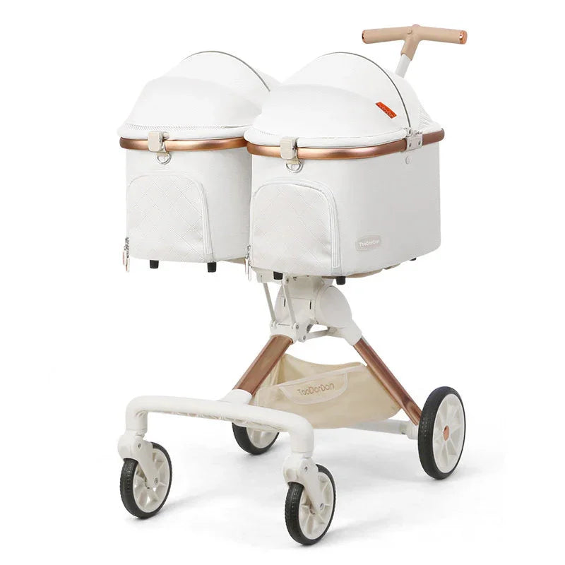 Twin Two-Seater Pet Stroller Cat Wheel Pram