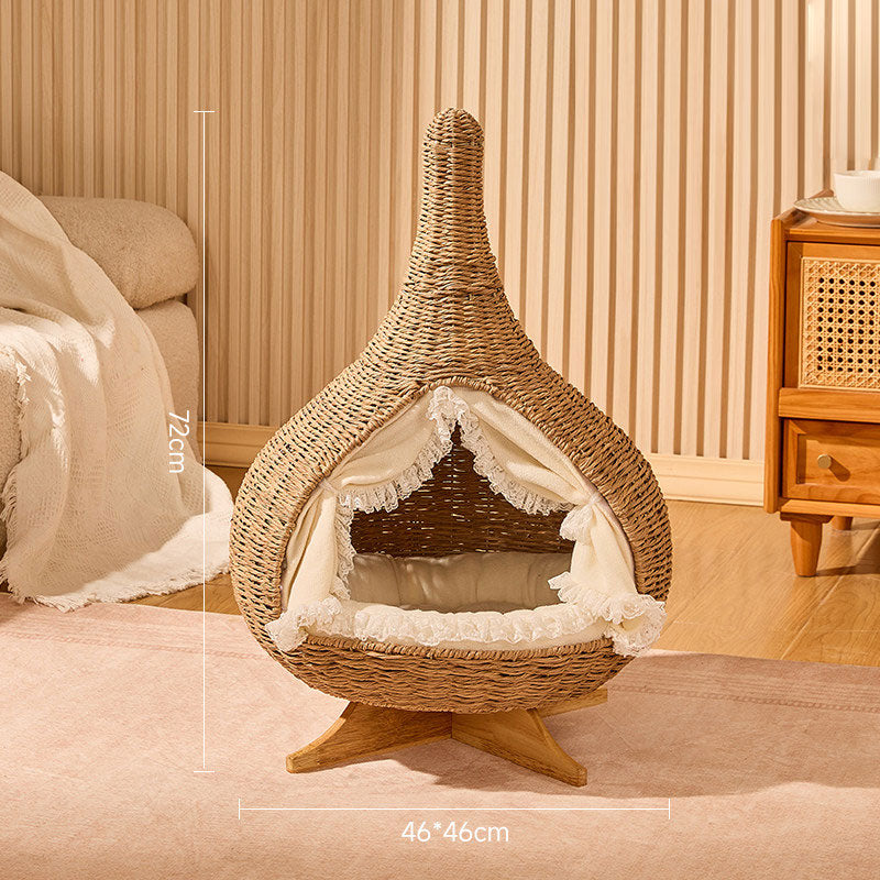Woven Teardrop Elevated Cat Bed