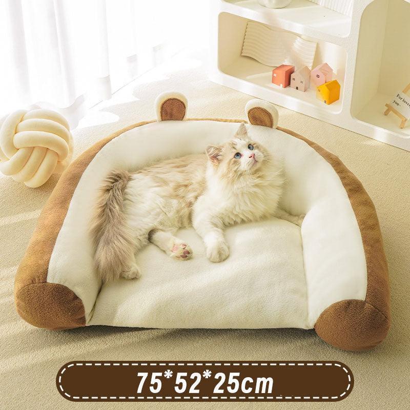 Bear Cuddle Couch Cat Bed Sofa 2 Style Warm Mat