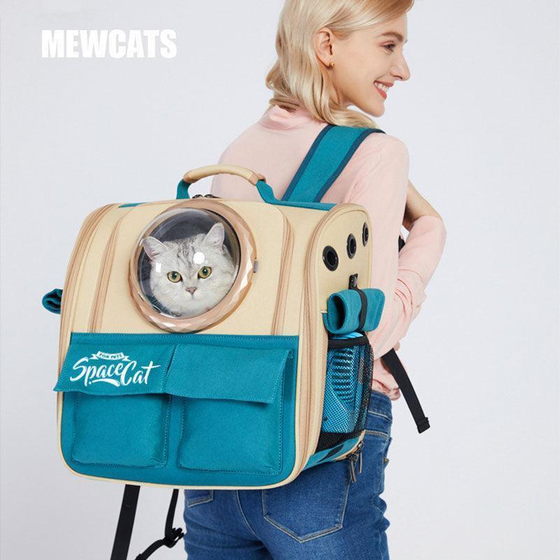 Canvas Cat Carrier Bag Expandable Backpack