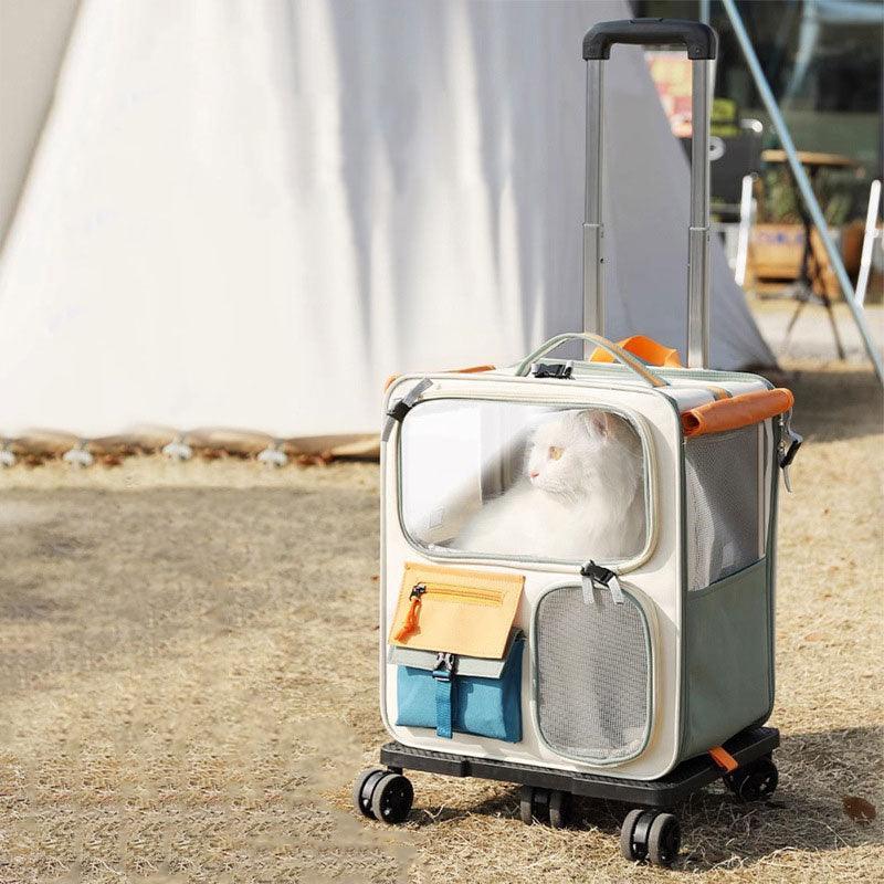 Cat Carrier Backpack with Wheels Trolley Bag - MEWCATS
