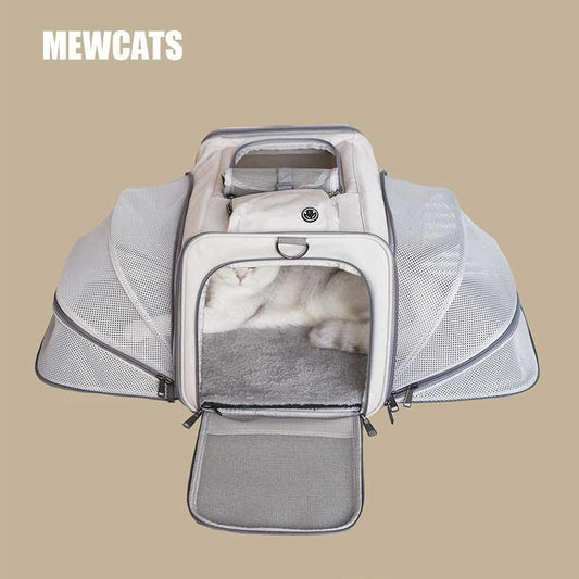 Cat Carrier On Wheels Tote Expandable 3 Style Rolling Luggage - MEWCATS