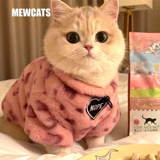 Cat Clothes 3 Color Winter Plush Warm Sweatshirts - MEWCATS