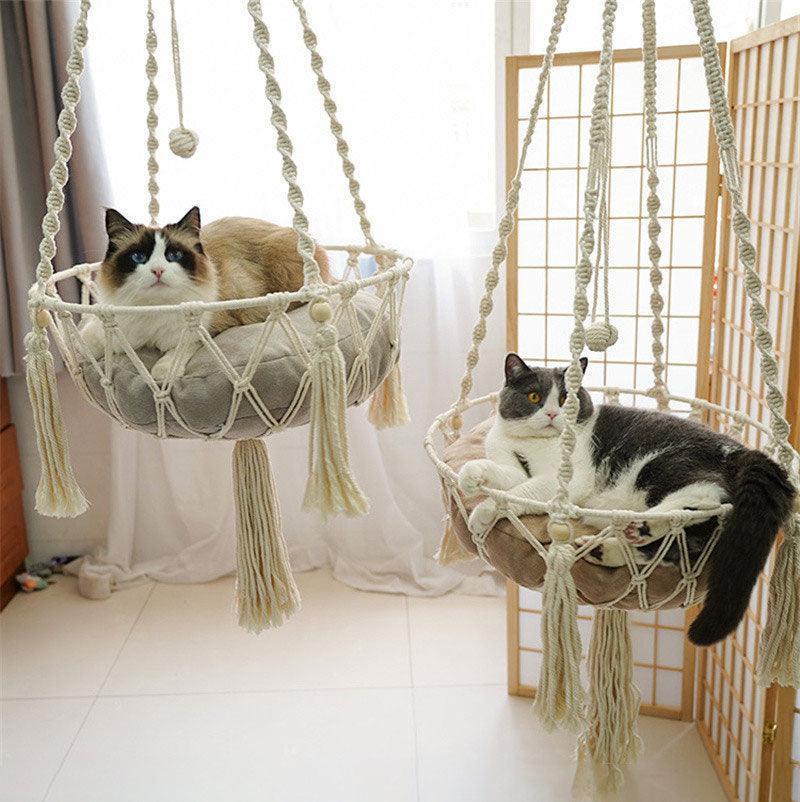 Cat Hammock Nest Handmade Cotton Rope Summer Swing Toy Bed (1)