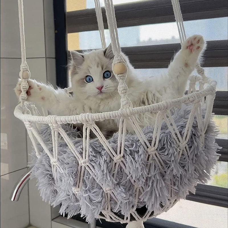 Cat Hammock Nest Handmade Cotton Rope Summer Swing Toy Bed (1)