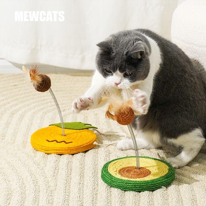 Cat Interactive Toys Spring Sisal Ball Grinding Claw Kitty Stick - MEWCATS