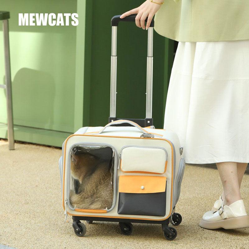 Cat Carrier With Wheels 2 Color Large Tote Trolley – MEWCATS