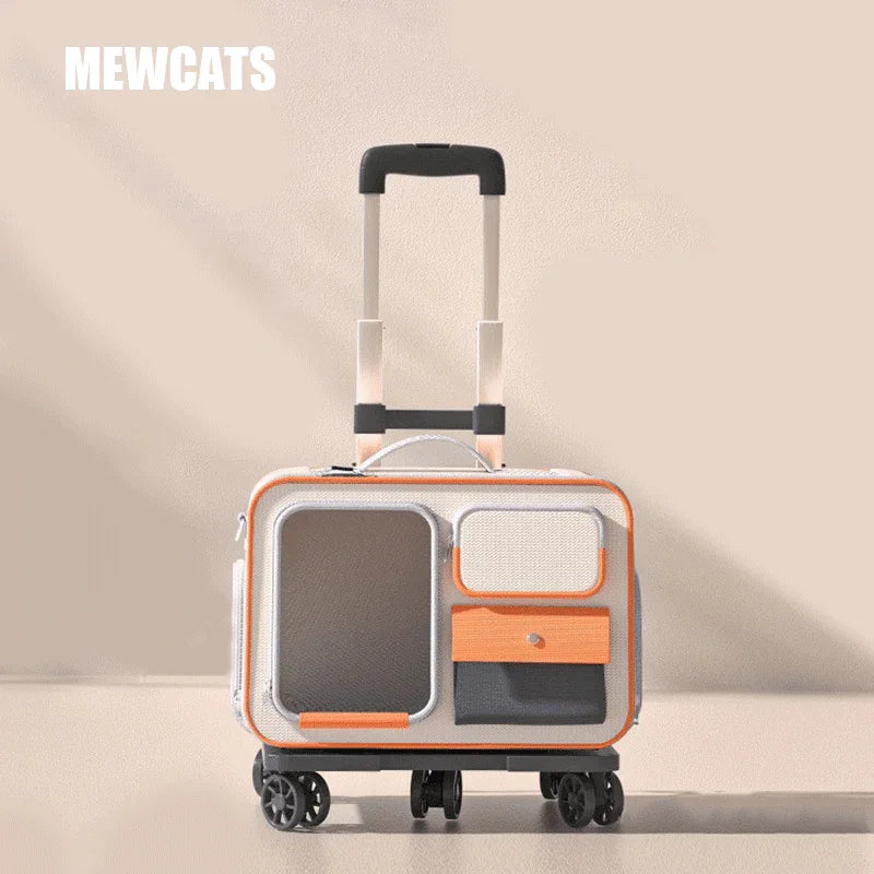 backpack travel bag wheels Cat Rolling Carrier Backpack With Wheels Trolley Bag MEW00149 / Backpack+Trolley / Grey