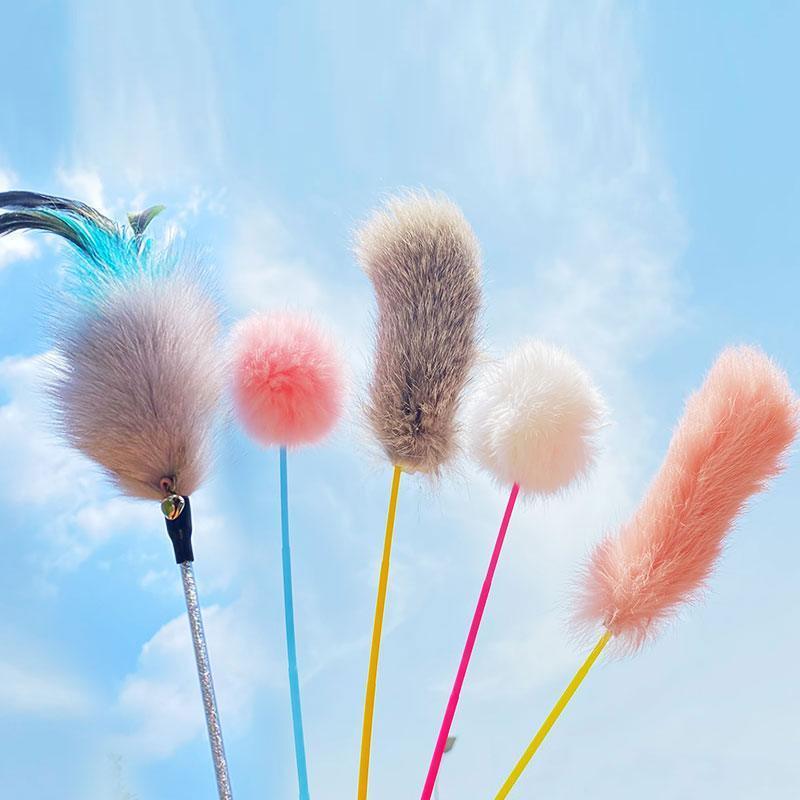 Cat Toys Teaser Kitty Stick Interactive Bell Ball - MEWCATS
