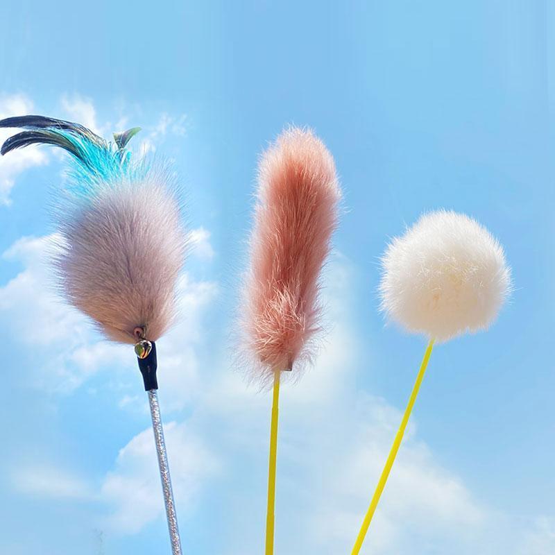 Cat Toys Teaser Kitty Stick Interactive Bell Ball - MEWCATS